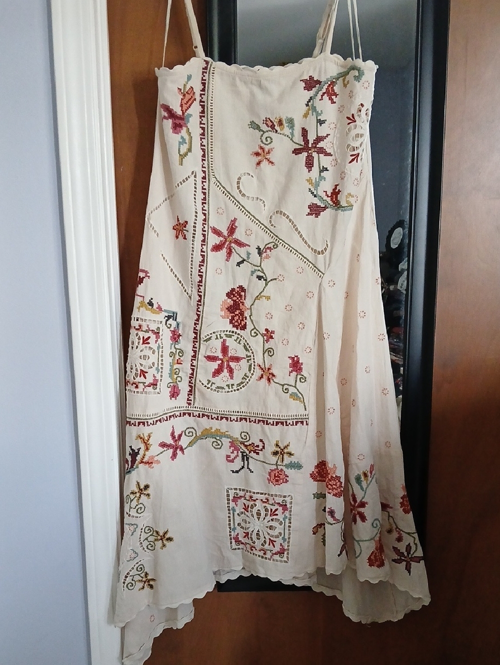 Zara Embroidered Cottagecore Asymmetrical Boho Sun Dress S